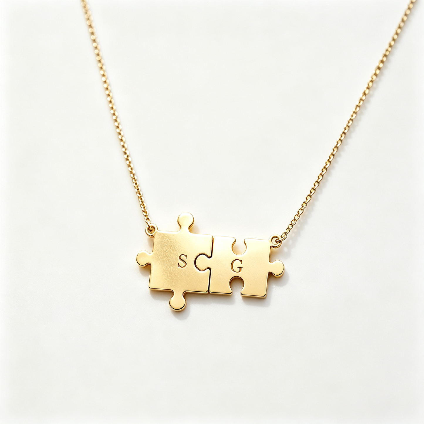 For Love- You Complete Me Custom Initial Puzzle Necklace