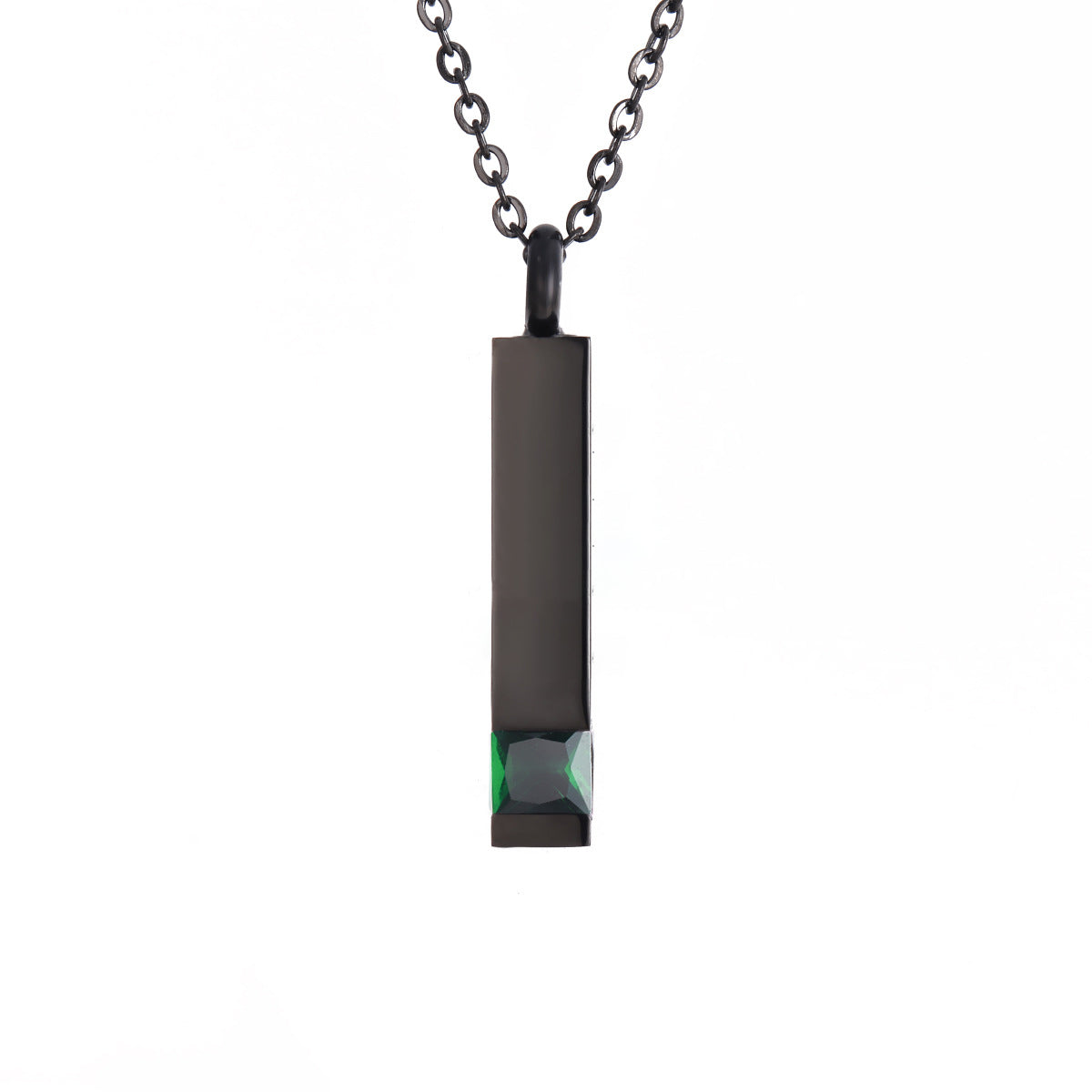 Crystal Urn Jewelry Cube Engravable Necklace - Black Birthstone Series
