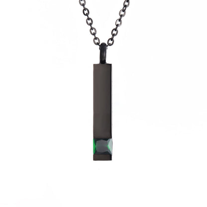 Crystal Urn Jewelry Cube Engravable Necklace - Black Birthstone Series