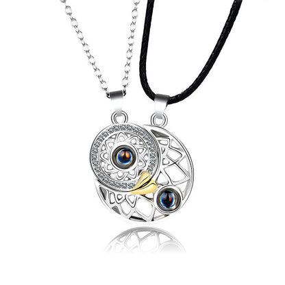 100 Languages I Love You Necklace Projection Pendant Sun And Moon Couple Gift