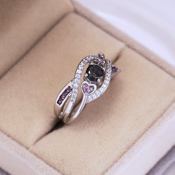 💝Amethyst Silver Hearts Ring👩‍❤️‍👩''Sisters Of My Soul & Friends Of My Heart''💕