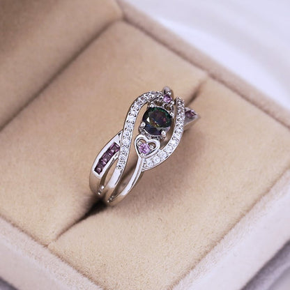 💝Amethyst Silver Hearts Ring👩‍❤️‍👩''Sisters Of My Soul & Friends Of My Heart''💕