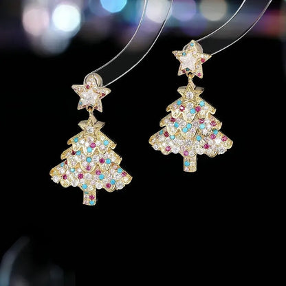 Colorful Shiny Christams Tree Earrings