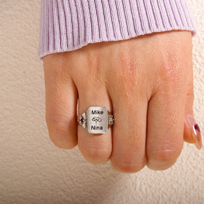 FOR LOVE - BELOVE CUSTOM NAMES AND BIRTHSTONES DAINTY RING