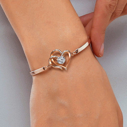 TO MY GRANDDAUGHTER- WE ARE CONNECTED BY HEART DIAMOND BRACELET