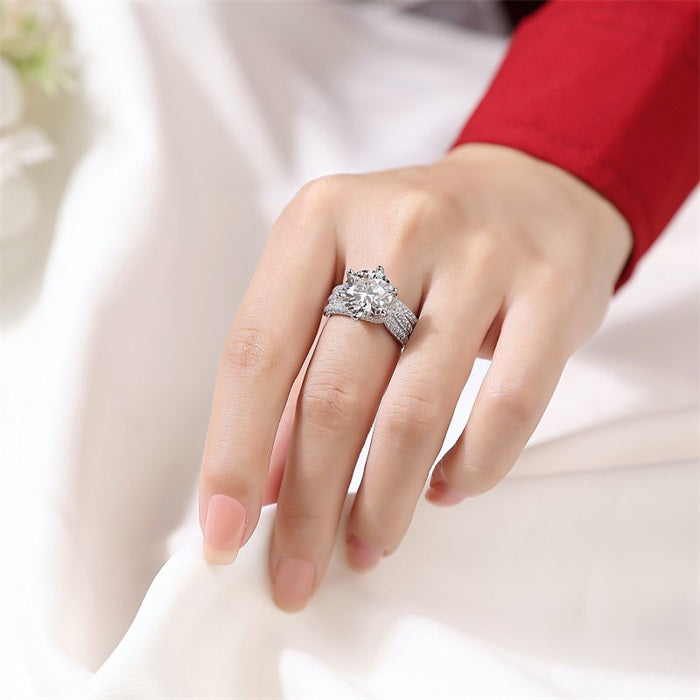 3-Carat Super Sparkling Round Moissanite Ring