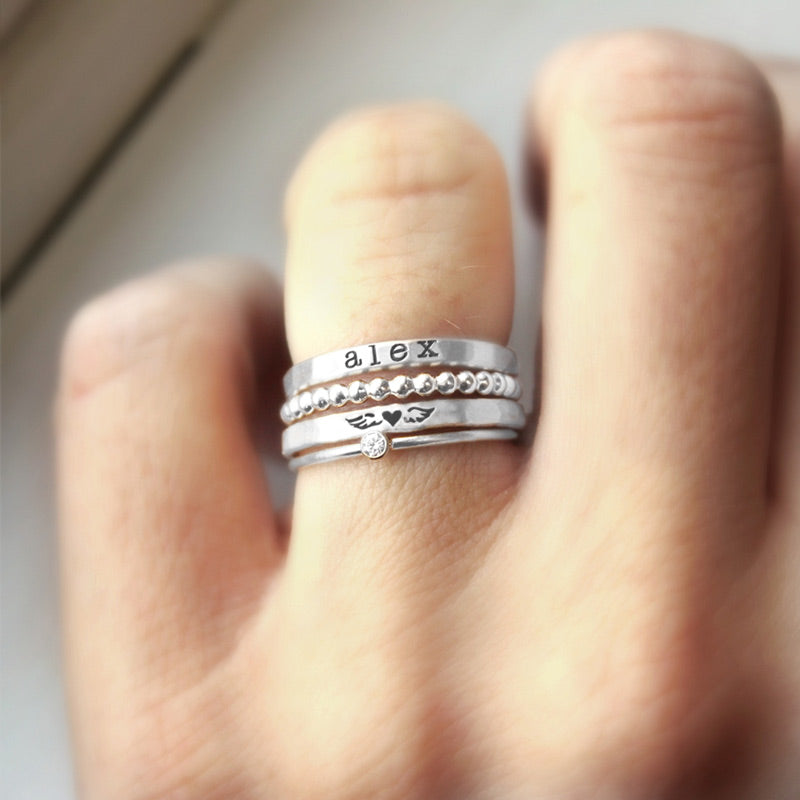 FOR MEMORIAL - S925 I WILL LOVE YOU FOR EVERY SECOND OF MINE CUSTOM NAME WINGS RING