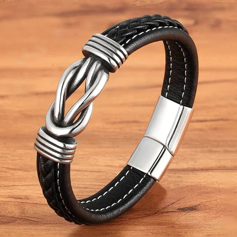"To My Son" Family Bonds - Linked Forever Leather Bracelet