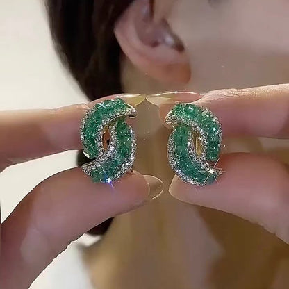 💕Fashion Cross Green Crystal Earrings