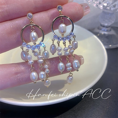 Pearl Dream Catcher Tassel Earrings
