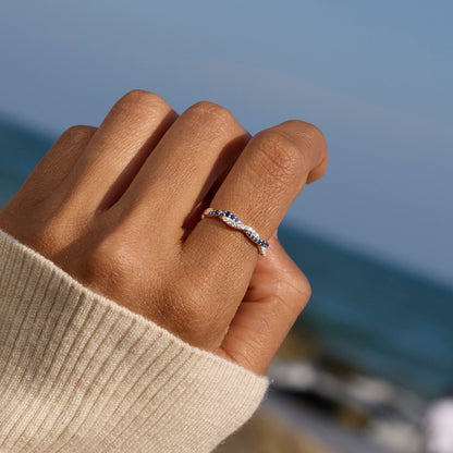 Personalized Wavy Birthstone Promise Ring - Gift For Loved Ones