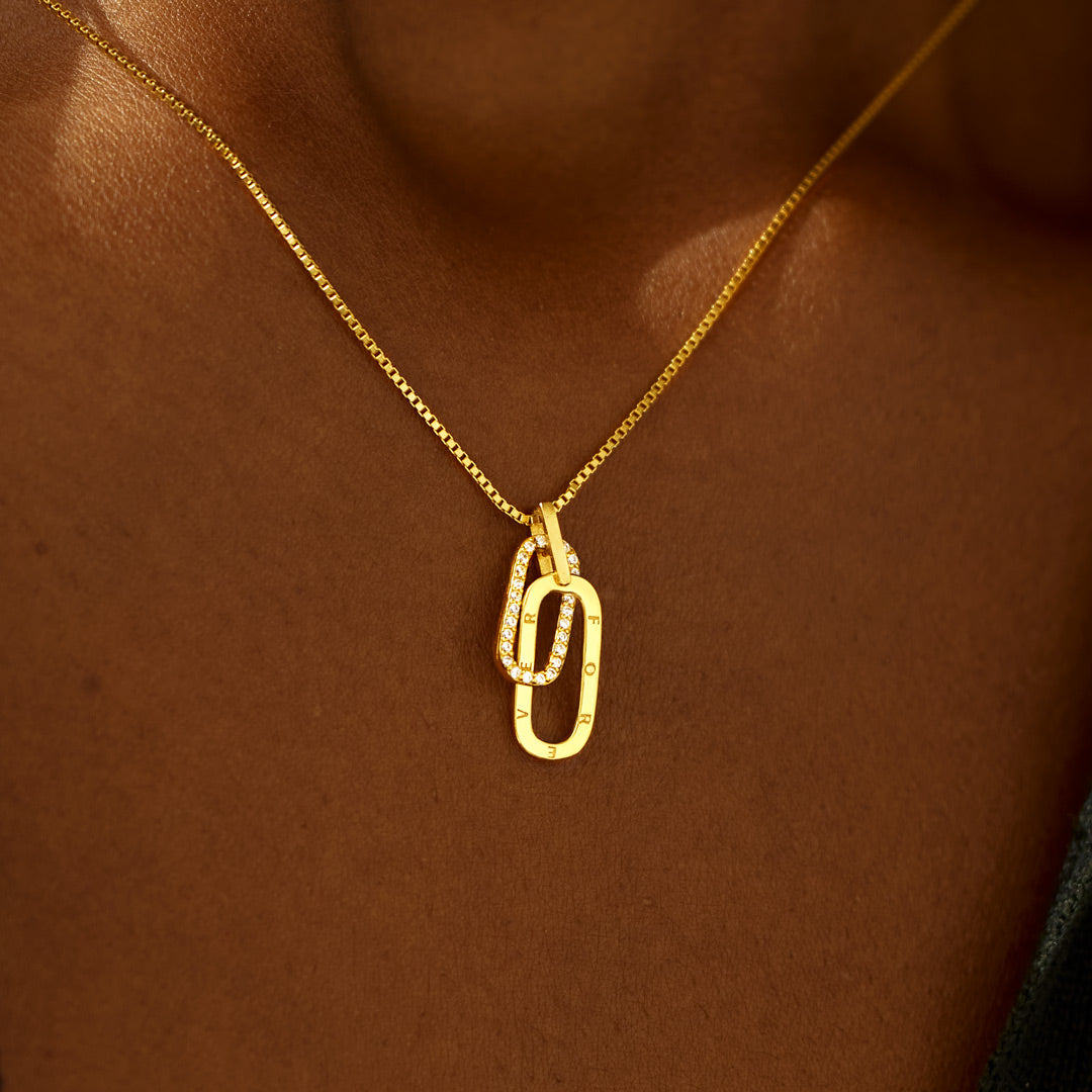 You're Never Alone Emotional Support Rectangle Interlocking Necklace