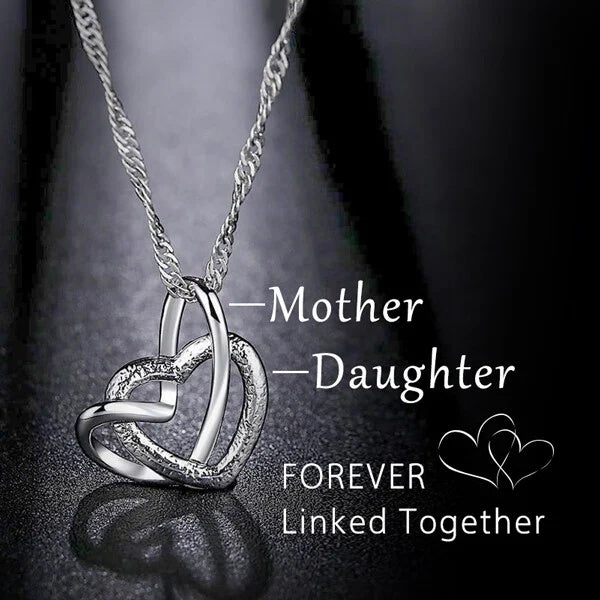 Interlocking Heart Necklace - Mother & Daughter Forever Linked Together