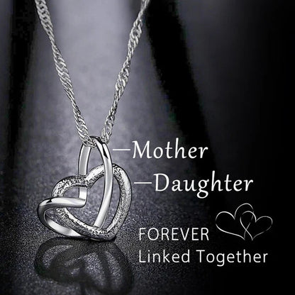 Interlocking Heart Necklace - Mother & Daughter Forever Linked Together