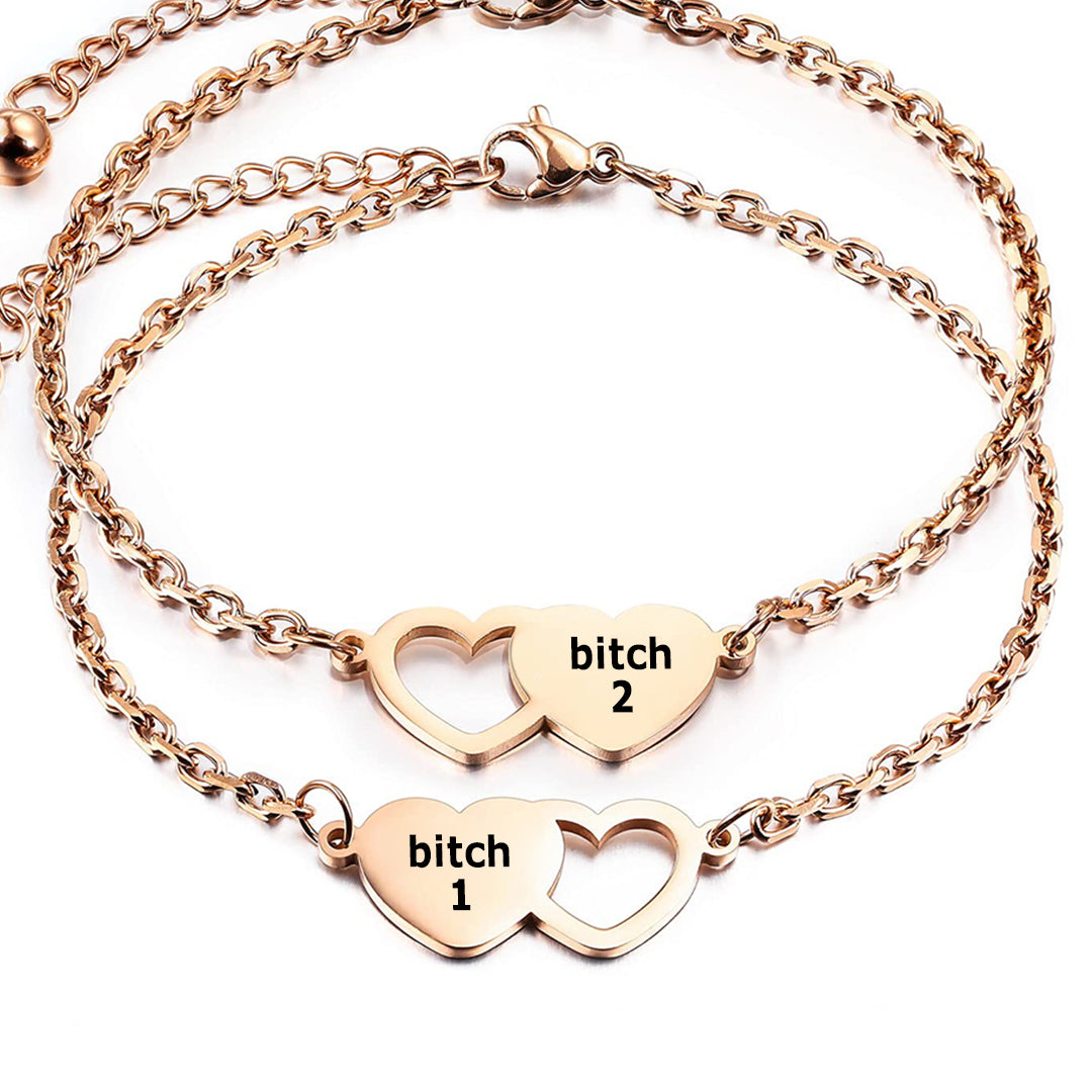 For Friend -You're My Favorite Bitch Heart Set Bracelet
