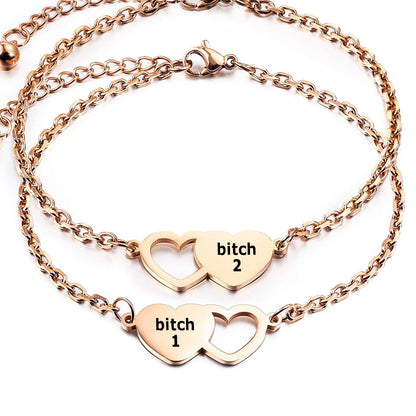 For Friend -You're My Favorite Bitch Heart Set Bracelet