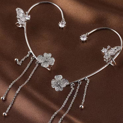 Butterfly Tassel Shiny Zircon Ear Cuffs