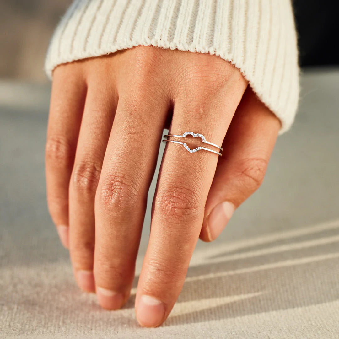 My Heart's First Home Layered Heart Ring