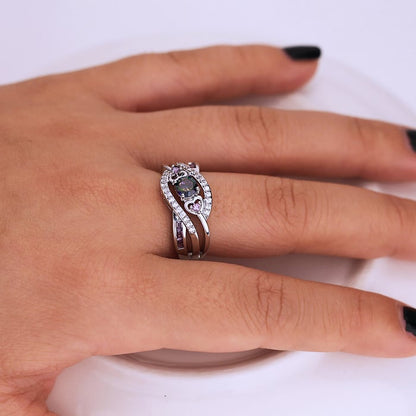 💝Amethyst Silver Hearts Ring👩‍❤️‍👩''Sisters Of My Soul & Friends Of My Heart''💕
