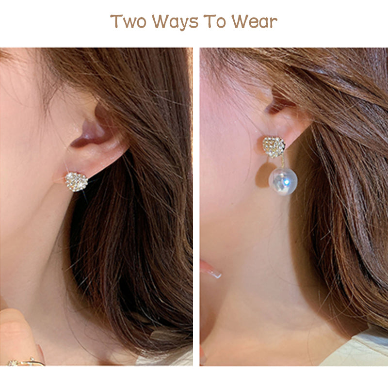 Heart Sparkling Pearl Earrings