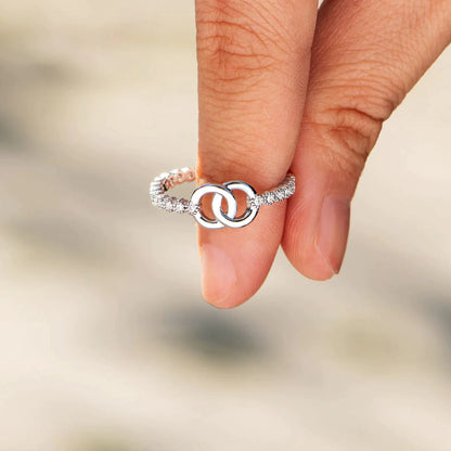 Mother Daughter Bond Matching Pavé Interlocking Ring