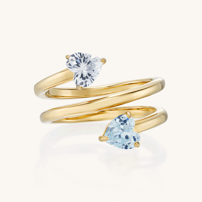 Forever Besties Twin Hearts Birthstone Wrap Ring
