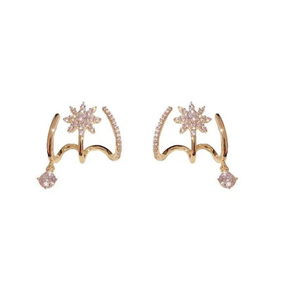 Eight Awn Star Crystal Earrings