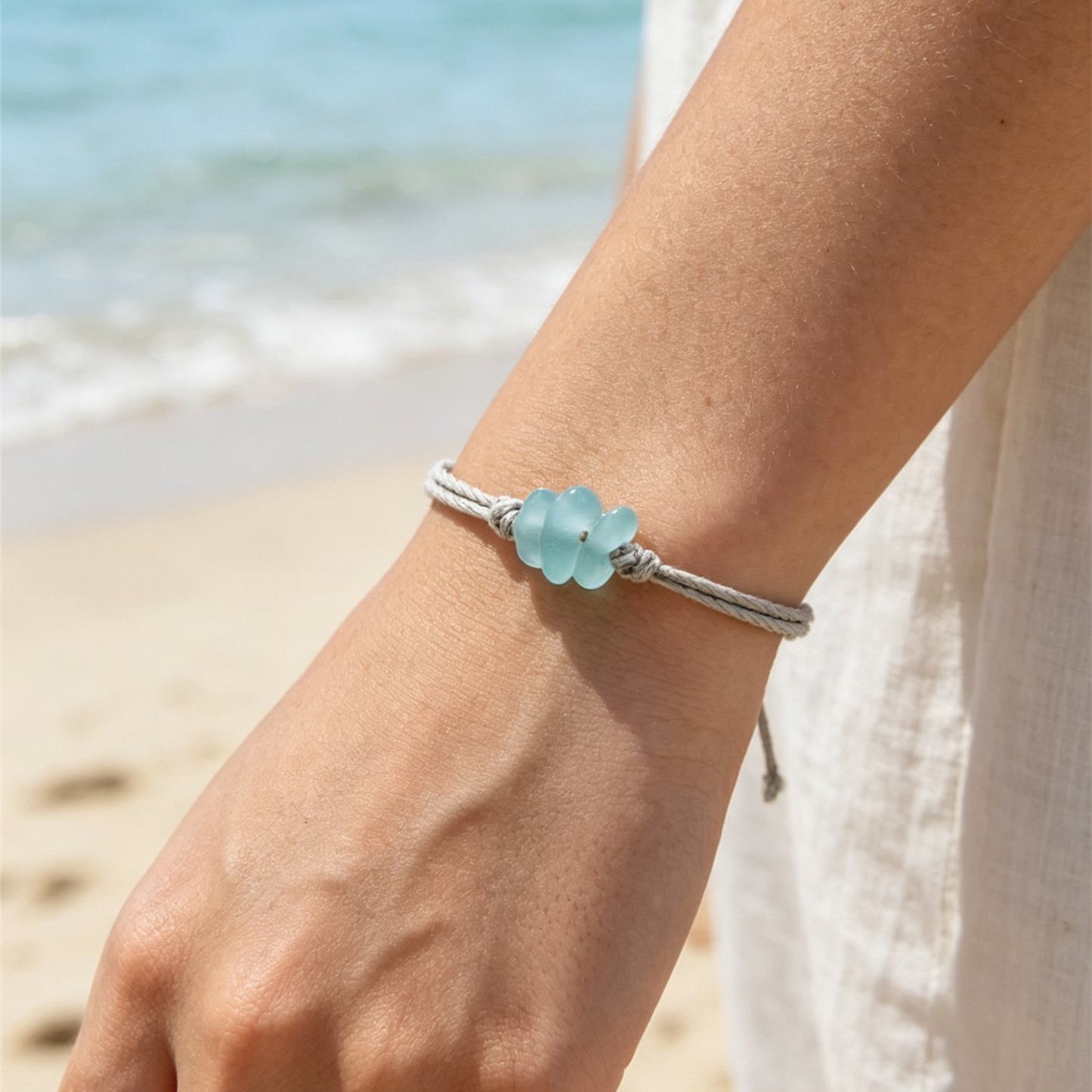 FOR MY SOUL SISTER- LET US FEEL THE SUNSHINE TOGETHER SEA GLASS BRACELET