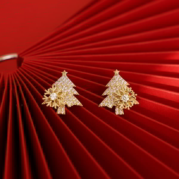 Rotatable Snowflake Christmas Tree Earrings