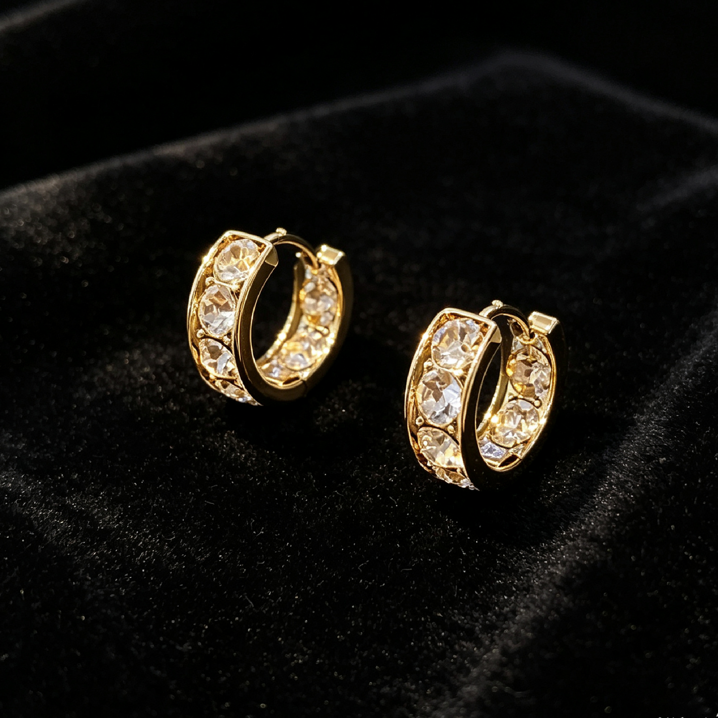 French Style Minimalist Diamond Hoop Earrings