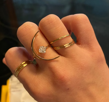 🎄CHRISTMAS HOT SALE❄-Crystal Crescent Ring