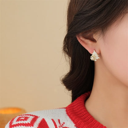 Spinning Snowflakes Christmas Tree Earrings -Gold🎄