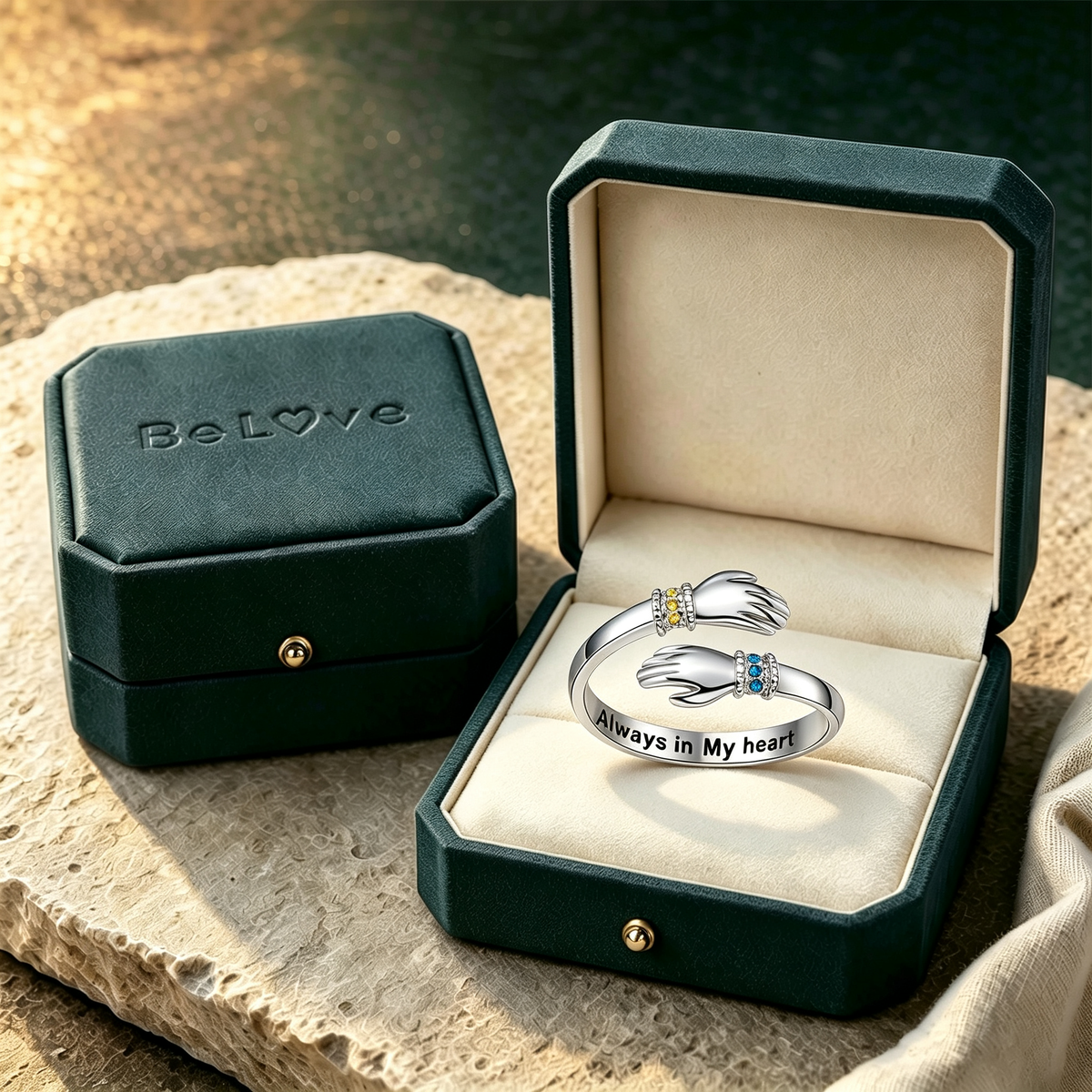Hug From Heaven – Personalized Memorial Birthstone Ring