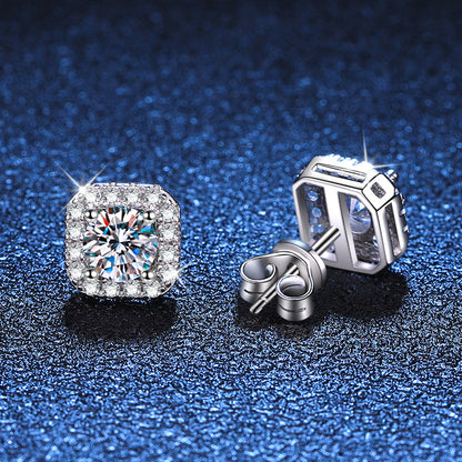 🌊Summer Hot Sale✨Versatile Classic Square Moissanite Halo Stud Earrings