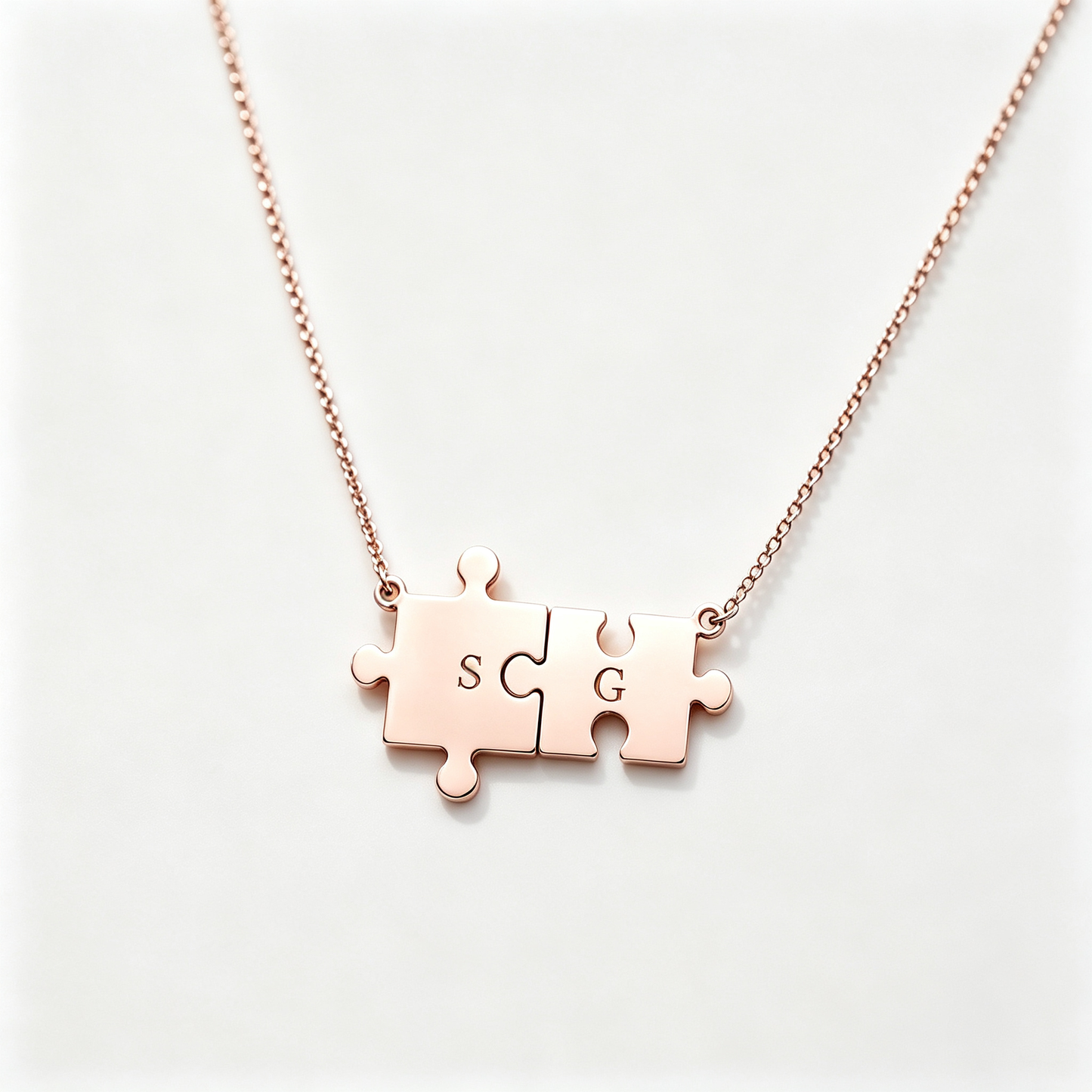 For Love- You Complete Me Custom Initial Puzzle Necklace