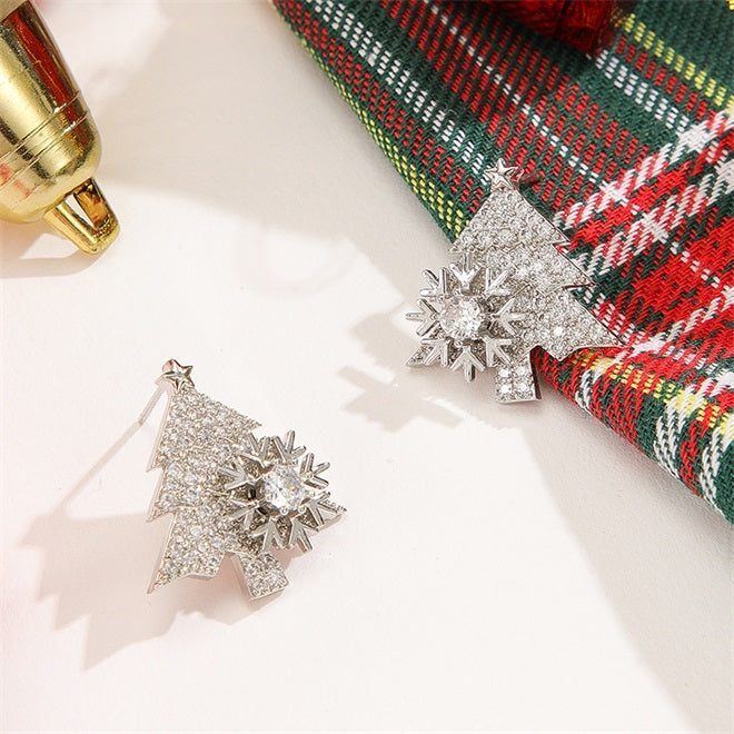 Spinning Snowflakes Christmas Tree Earrings -Silver🎄