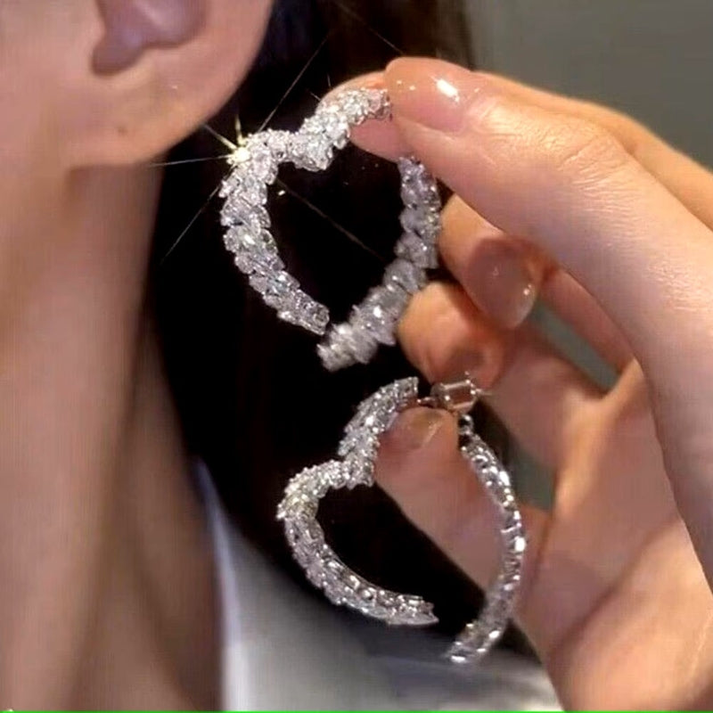 18K Gold-Plated Exquisite Crystal Heart Wheat Earrings