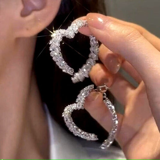 18K Gold-Plated Exquisite Crystal Heart Wheat Earrings