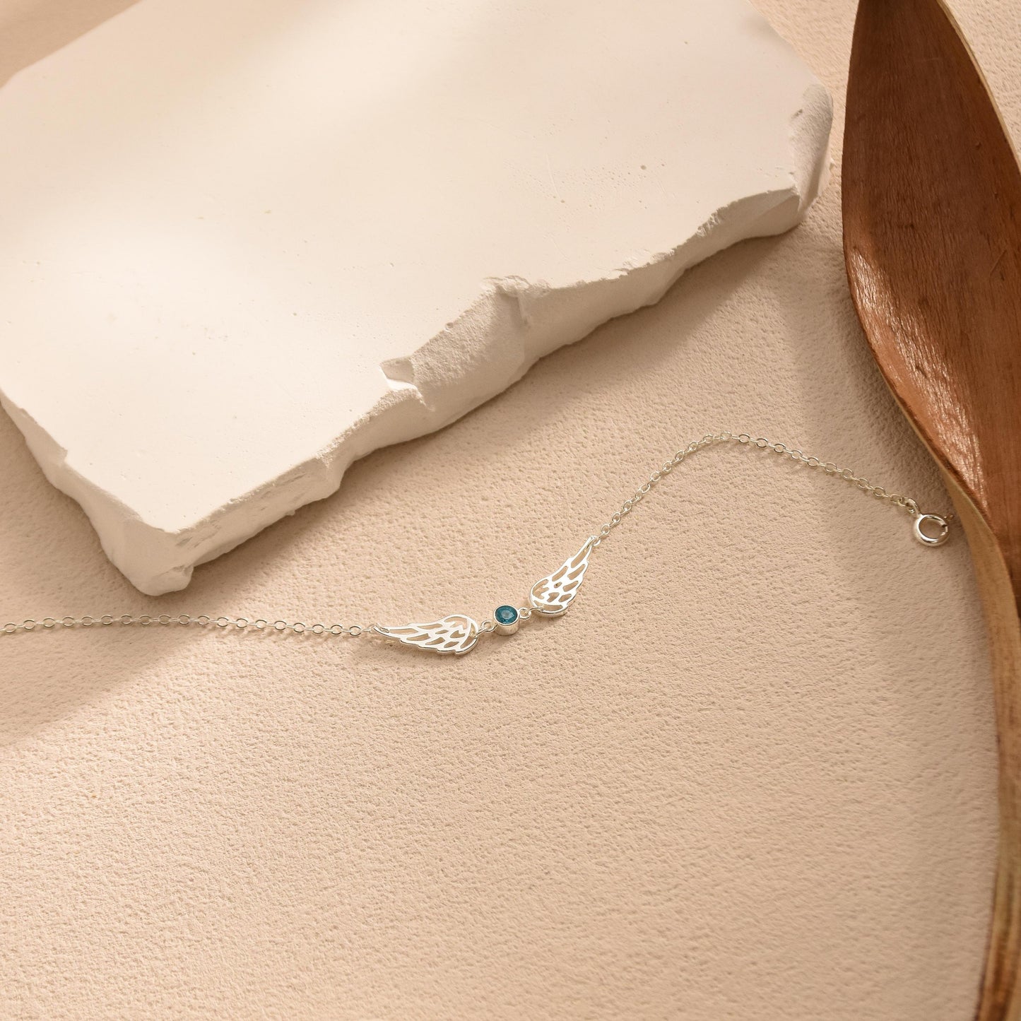 For Memorial -  I'm a Wife to a Husband  Custom Birthstone Wing Bracelet