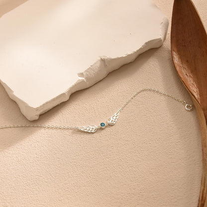 For Memorial -  I'm a Wife to a Husband  Custom Birthstone Wing Bracelet