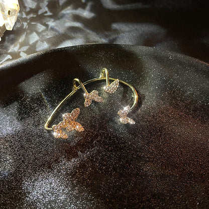 Shiny Zircon Butterfly Ear Clips