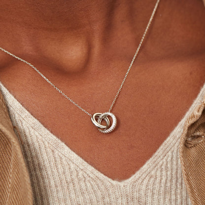 925 Sterling Silver Mother & Daughter Bond That Links Us Together Interlocking Necklace