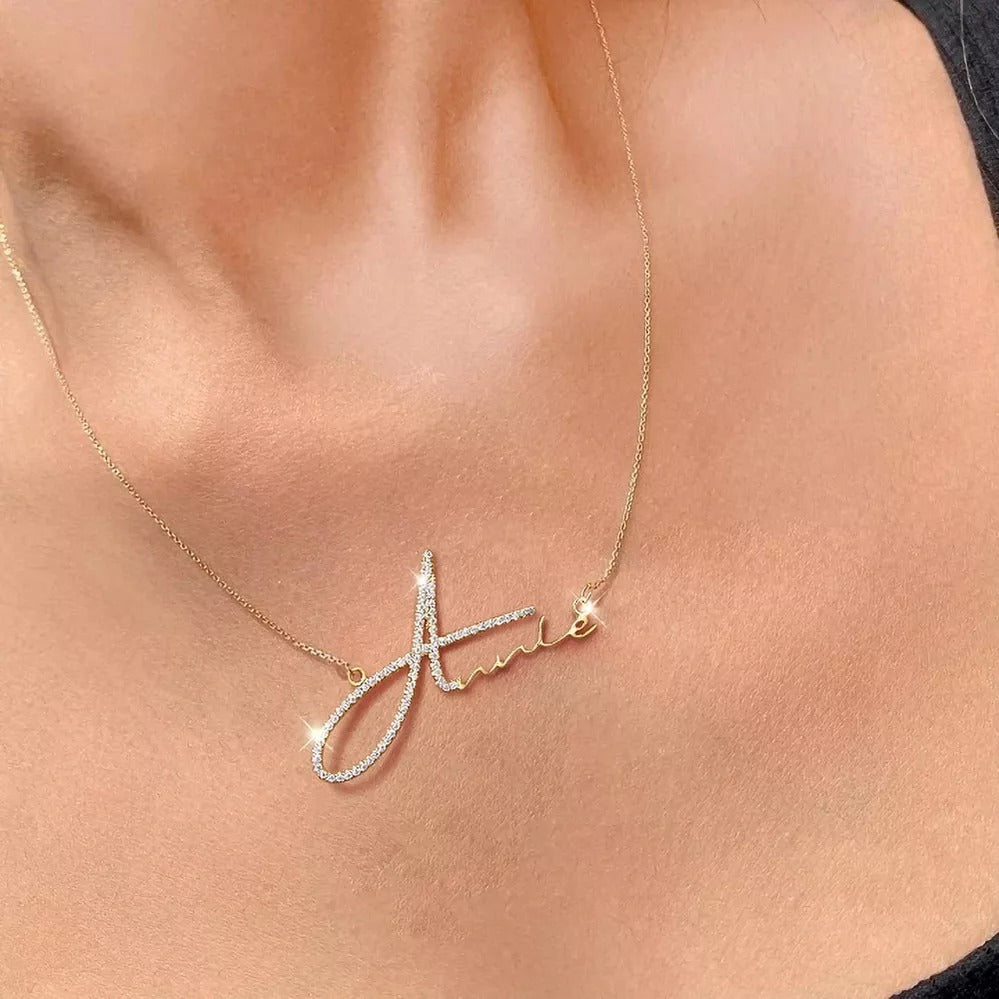 Signature Style Name Necklace With Diamond