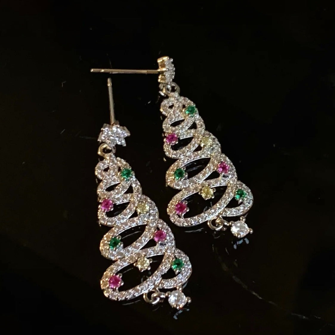 Shiny Christmas Tree Earrings