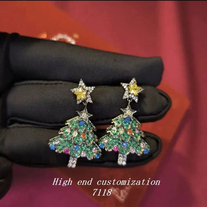 Colorful Shiny Christams Tree Earrings