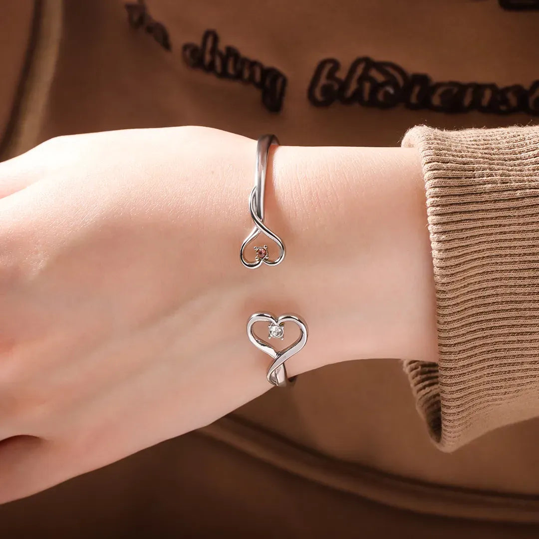 For Friend - You're My Favorite Bitch Double Hearts Custom Birthstones Bracelet