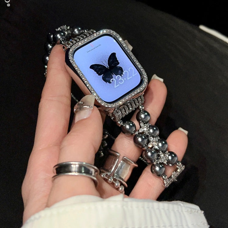Rhinestones Pearl Bracelet With Rhinestones Case For Apple Watch