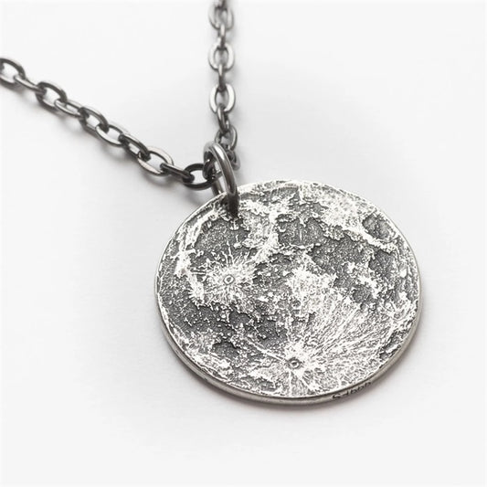 Silver Full Moon Necklace Charm