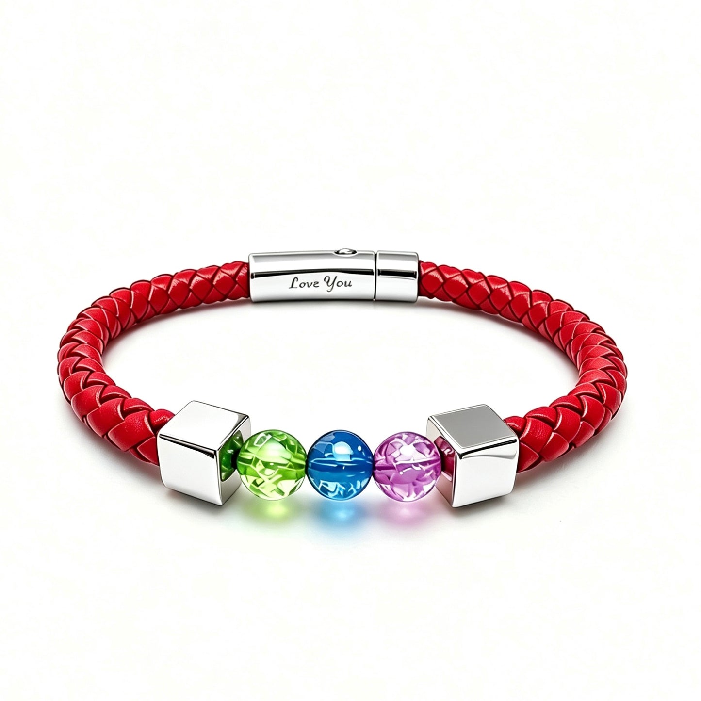 For Love- Personalized Birthstone Leather Bead Bracelet