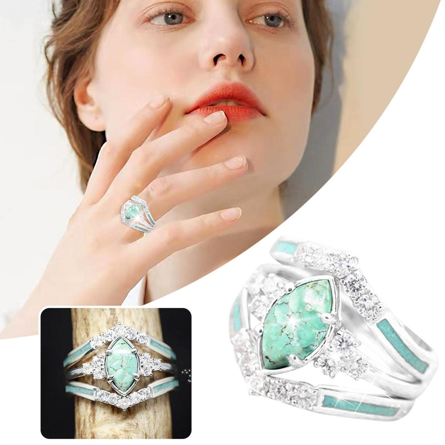 BLACK FRIDAY SALE 60% OFF✨Turquoise Creative 3-Piece Ring